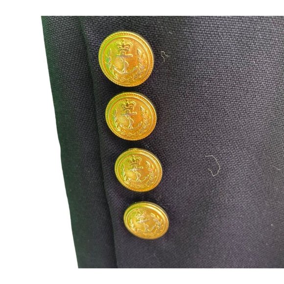 Lands End Navy Blue Wool 2 Gold Button Single Vent Sport Coat Blazer Mens 43 R - Picture 8 of 11